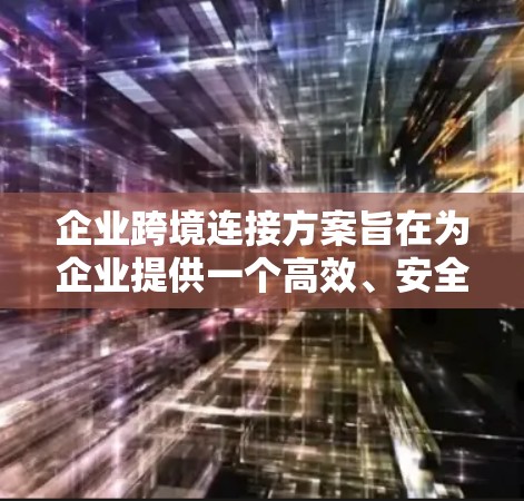 企业跨境连接方案旨在为企业提供一个高效、安全、可靠的连接网络，以便其业务在全球范围内进行运营。以下是一个详细的方案框架，涵盖了从选择平台到合规性、安全性的各个方面