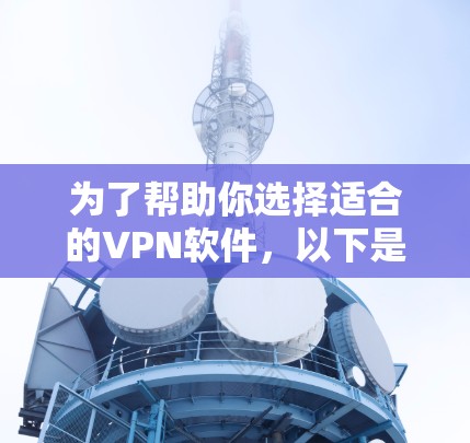 为了帮助你选择适合的VPN软件,以下是逐步的推荐过程 为了帮助你选择适合的VPN软件,以下是逐步的推荐过程